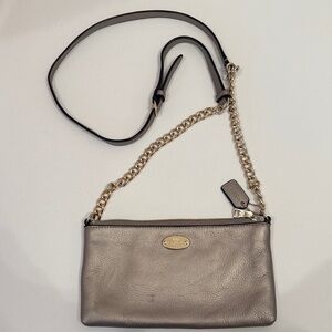 Coach Metallic Crossbody Bag with Gold Chain